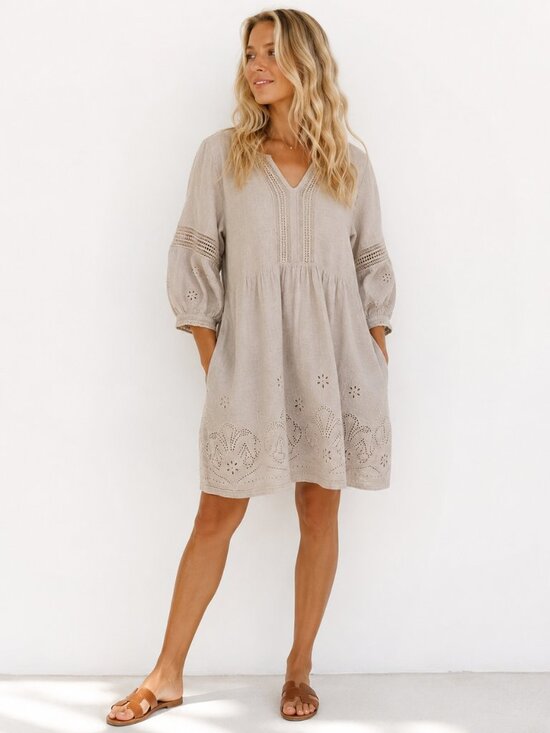 Tommy Bahama Dresses & Skirts - Tommy Bahama St Lucia Split Neck Eyelet Linen Mini Dress Cover Up Size XL